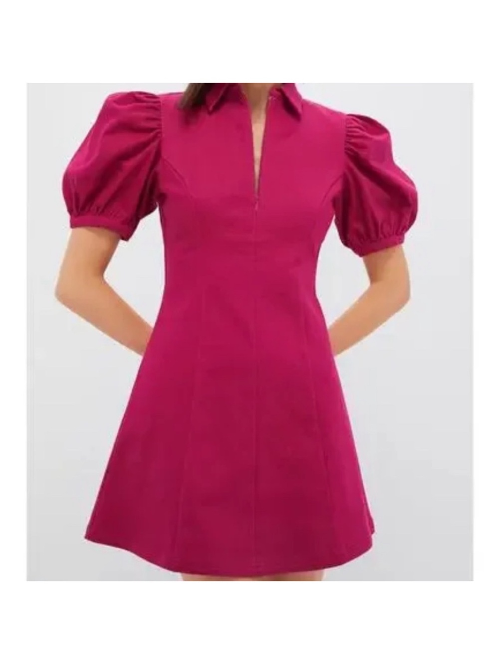 Tuckernuck Fuchsia Puff-Sleeve A-Line Dress